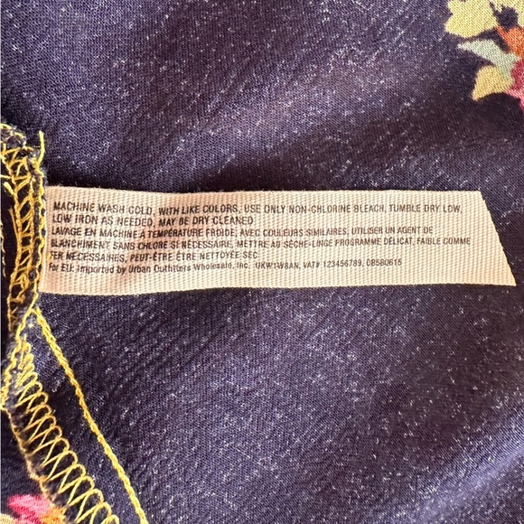 Free People Floral Navy and Mustard Mini Dress - Picture 9 of 9